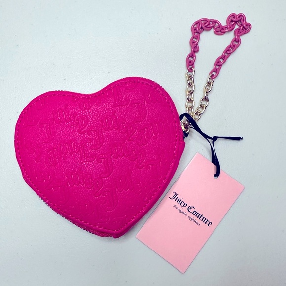 Juicy Couture Pink Flash Embossed ‘Can’t Tame Her’ Heart Zip Around Wallet - Picture 3 of 4